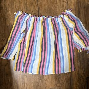 Women’s a.n.a Multicolor Striped Off The Shoulder Top